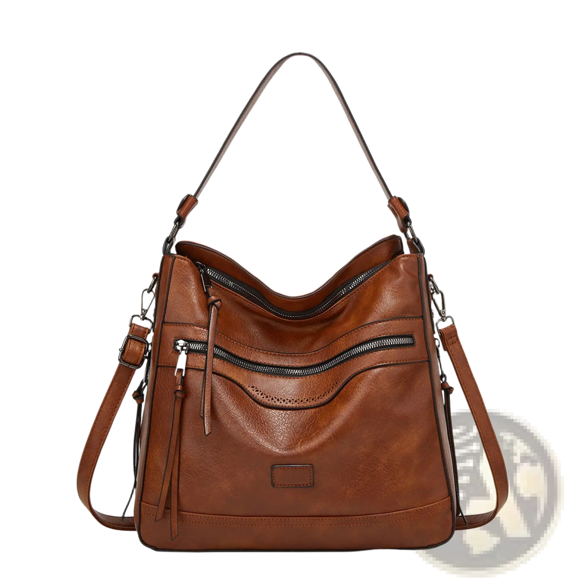 Leather Shoulder Bag Multi Zipper Crossbody Tote