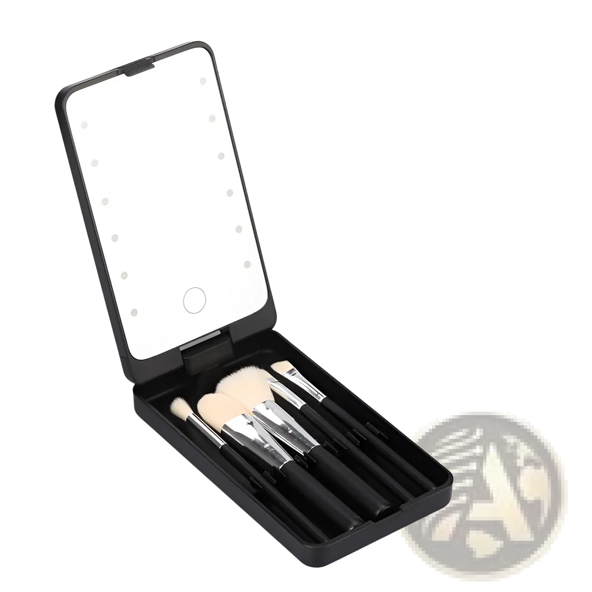 Led Makeup Mirror with Folding Brush Set Case