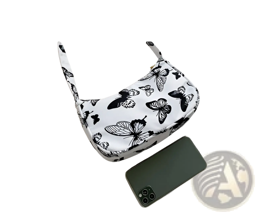 Leopard Print and Checkered Nylon Underarm Bag