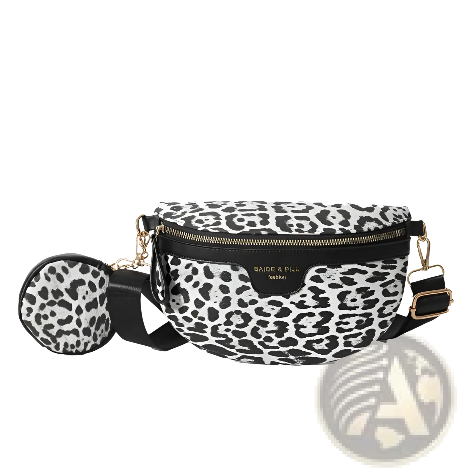 Leopard Print Waist Bag with Coin Pouch and Leather Trim