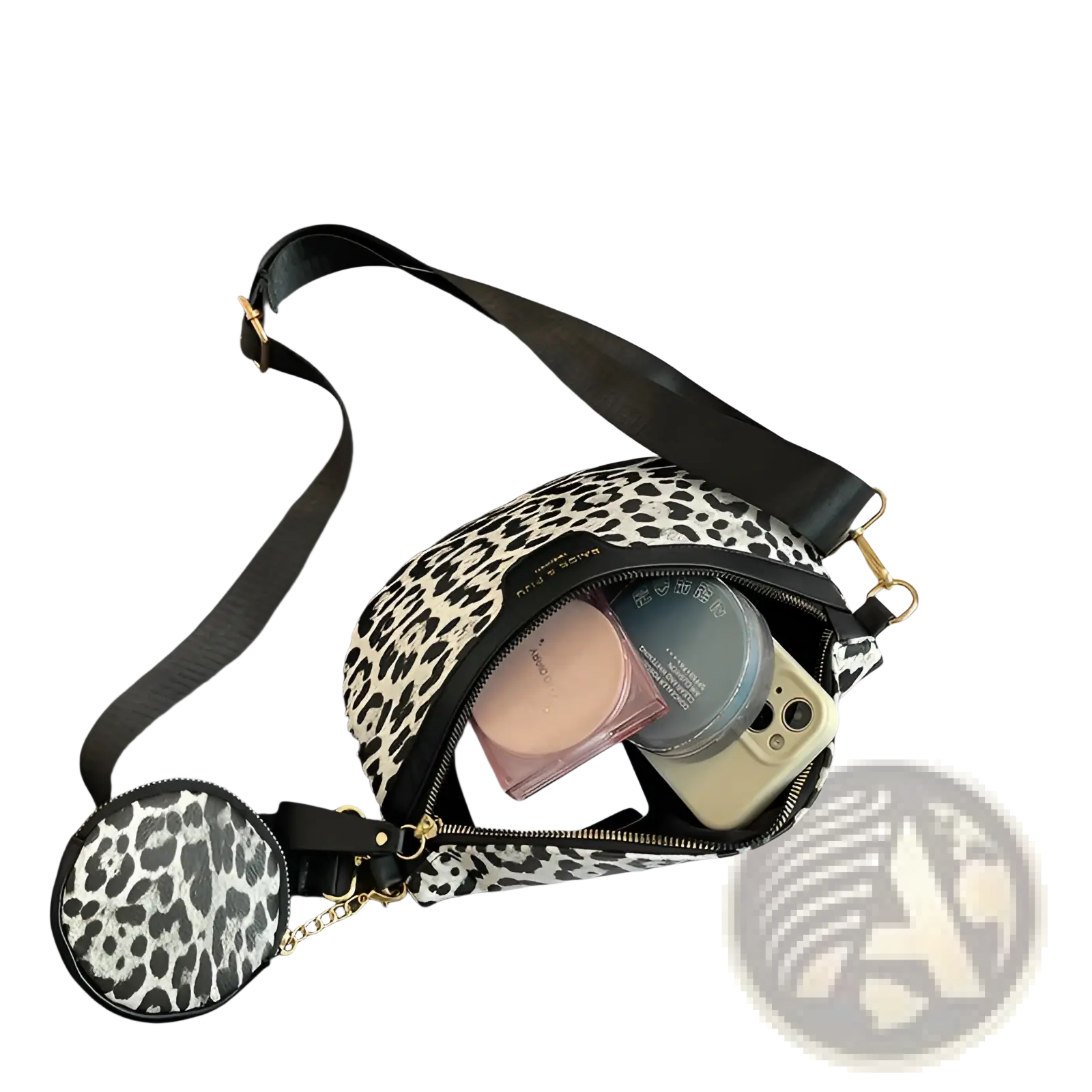 Leopard Print Waist Bag with Coin Pouch and Leather Trim