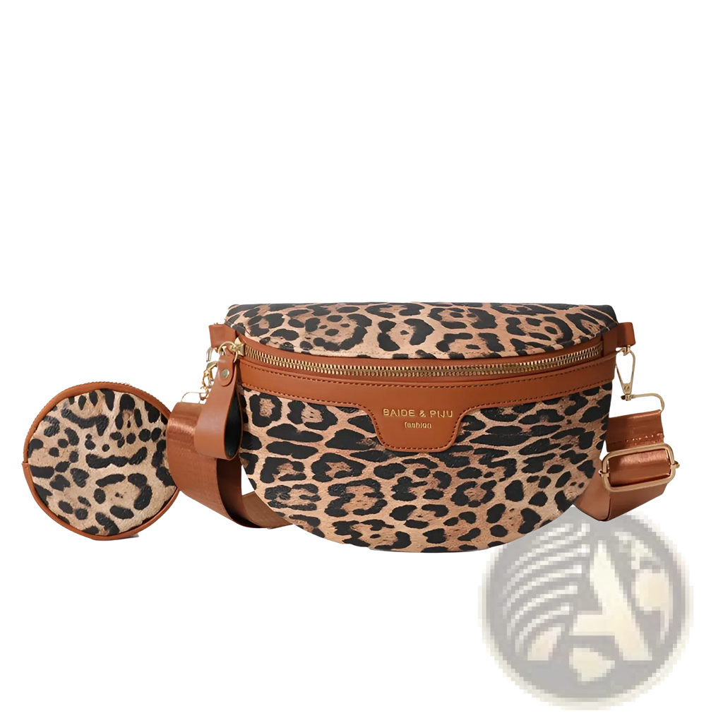 Leopard Print Waist Bag with Coin Pouch and Leather Trim