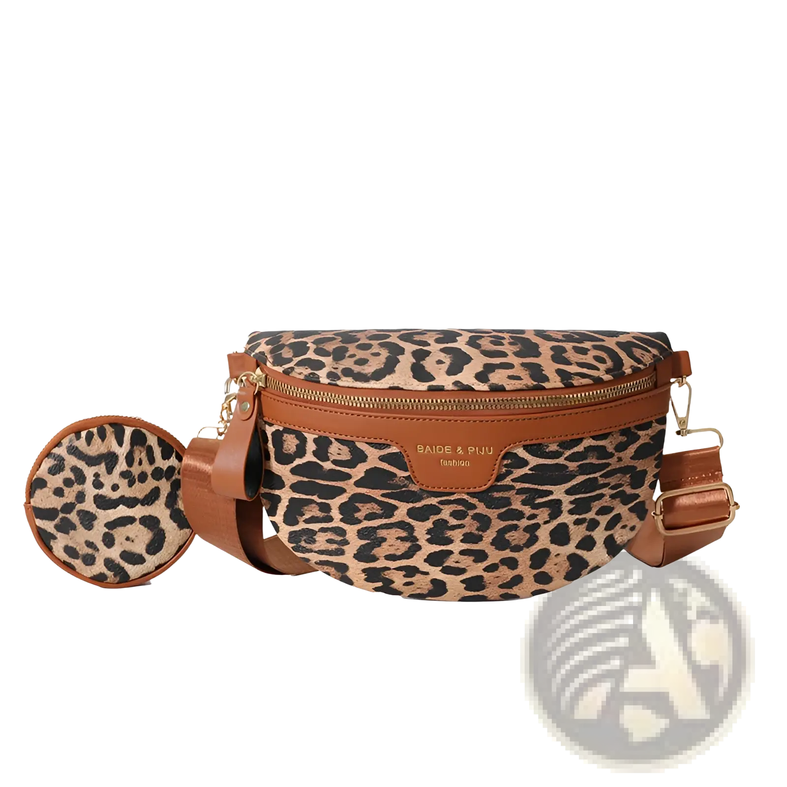 Leopard Print Waist Bag with Coin Pouch and Leather Trim