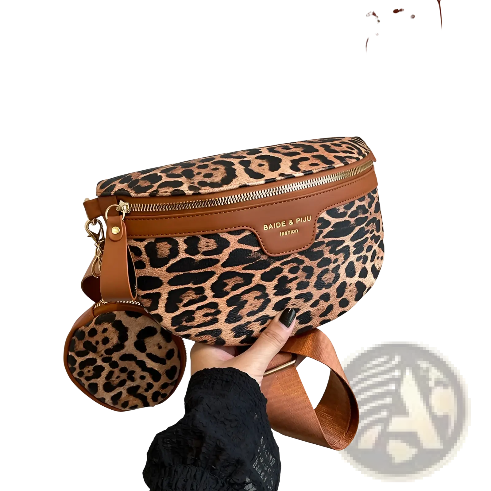 Leopard Print Waist Bag with Coin Pouch and Leather Trim
