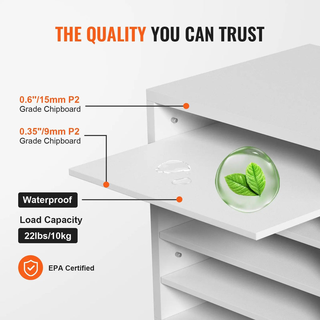 Literature Organizer 5 Compartment Wood Mail Sorter White