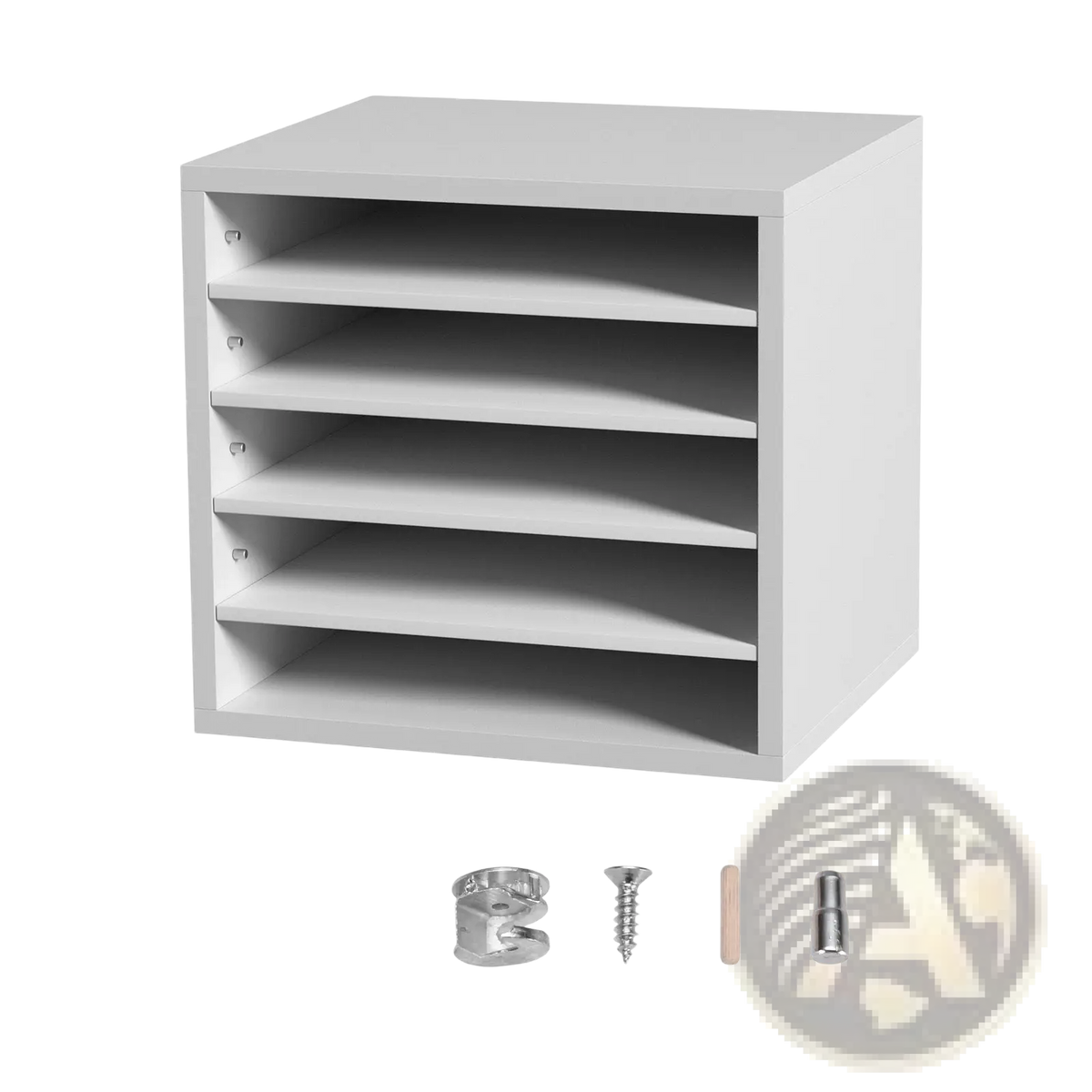 Literature Organizer 5 Compartment Wood Mail Sorter White