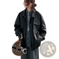 Loose Leather Jacket Casual Spring Autumn Pu Coat