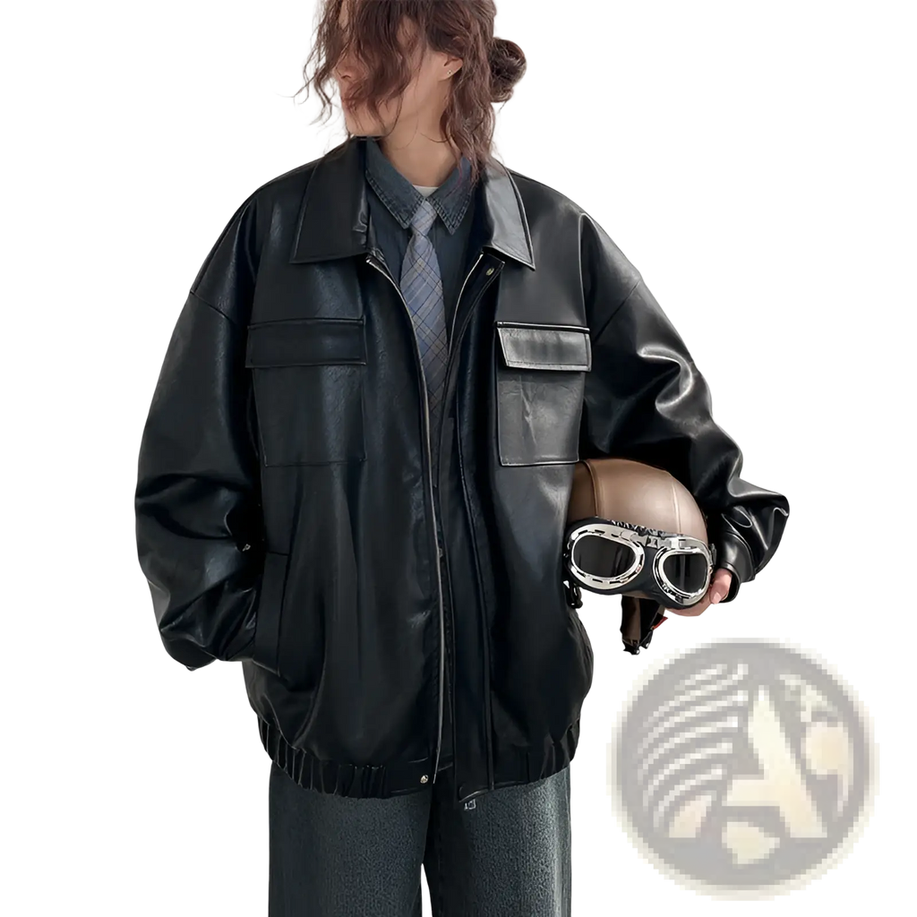 Loose Leather Jacket Casual Spring Autumn Pu Coat
