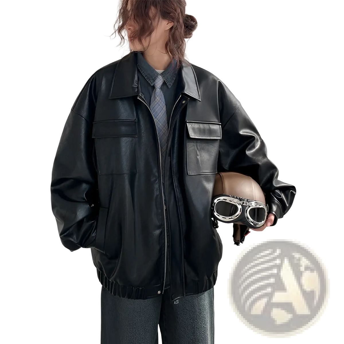 Loose Leather Jacket Casual Spring Autumn Pu Coat