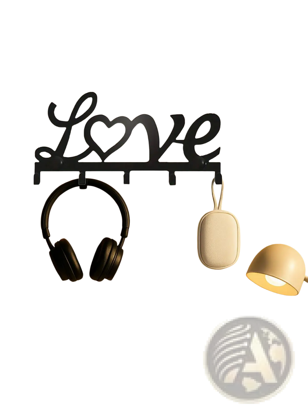 Love Metal Wall Hook Rack with Heart Key Holder 5 Pegs