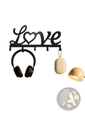 Love Metal Wall Hook Rack with Heart Key Holder 5 Pegs