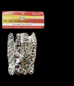 LQQKS BIG JUMBO LOCK CLIP 4PC/PK ANIMAL PRINT