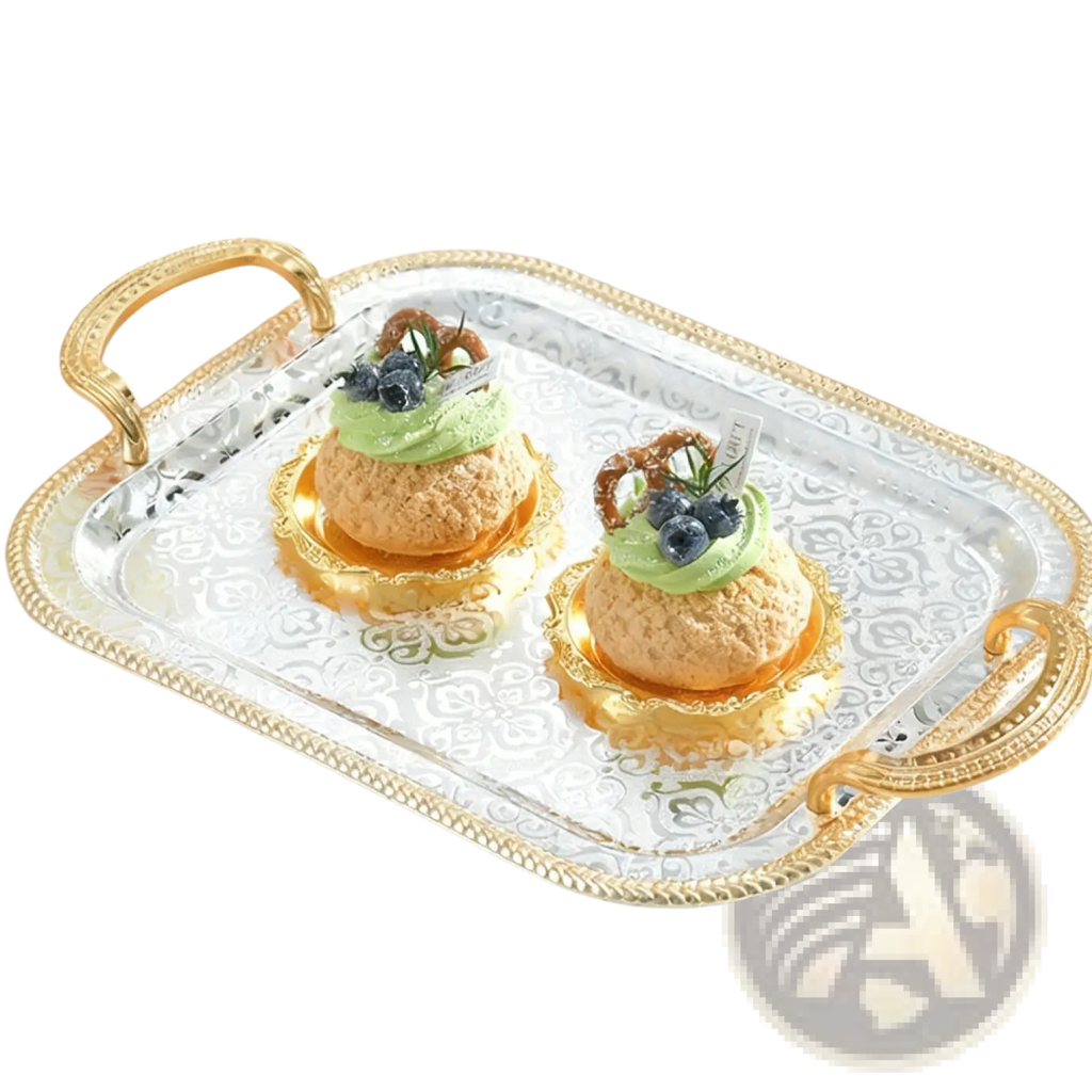 Luxury Rectangle Serving Tray with Gold Handles