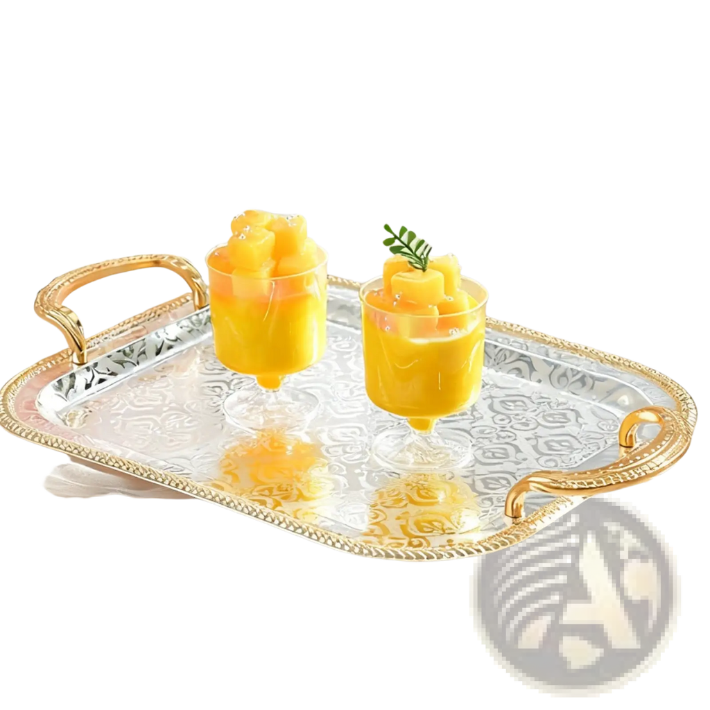 Luxury Rectangle Serving Tray with Gold Handles