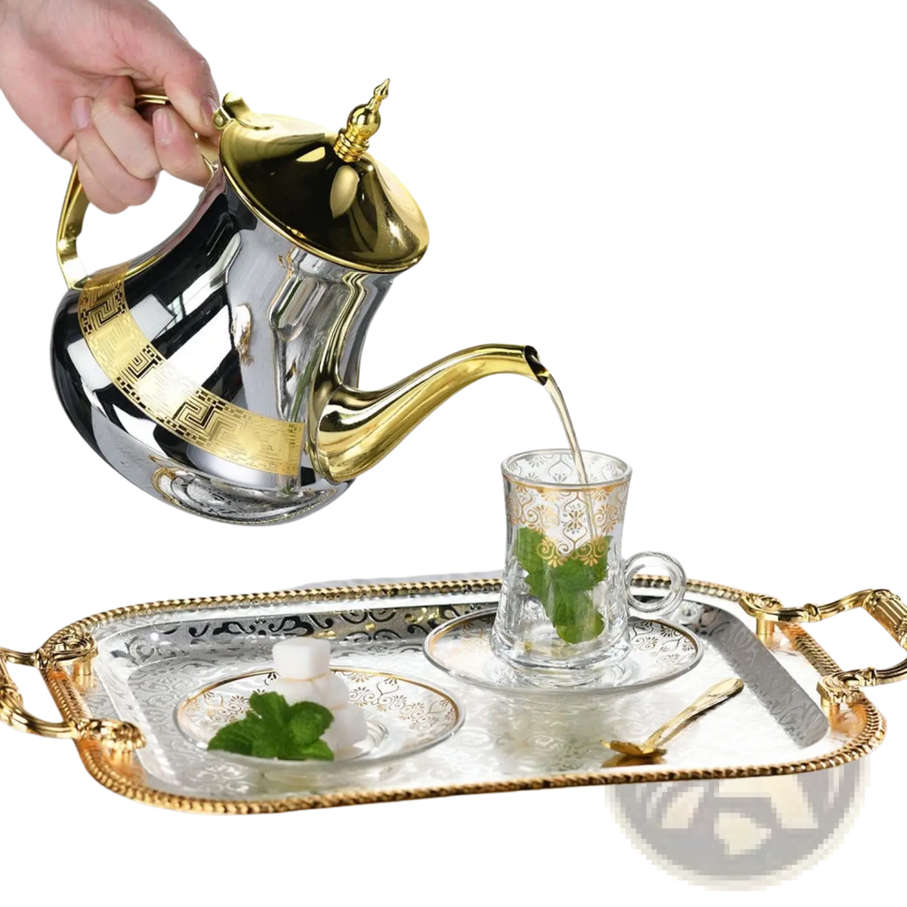 Luxury Rectangle Serving Tray with Gold Handles
