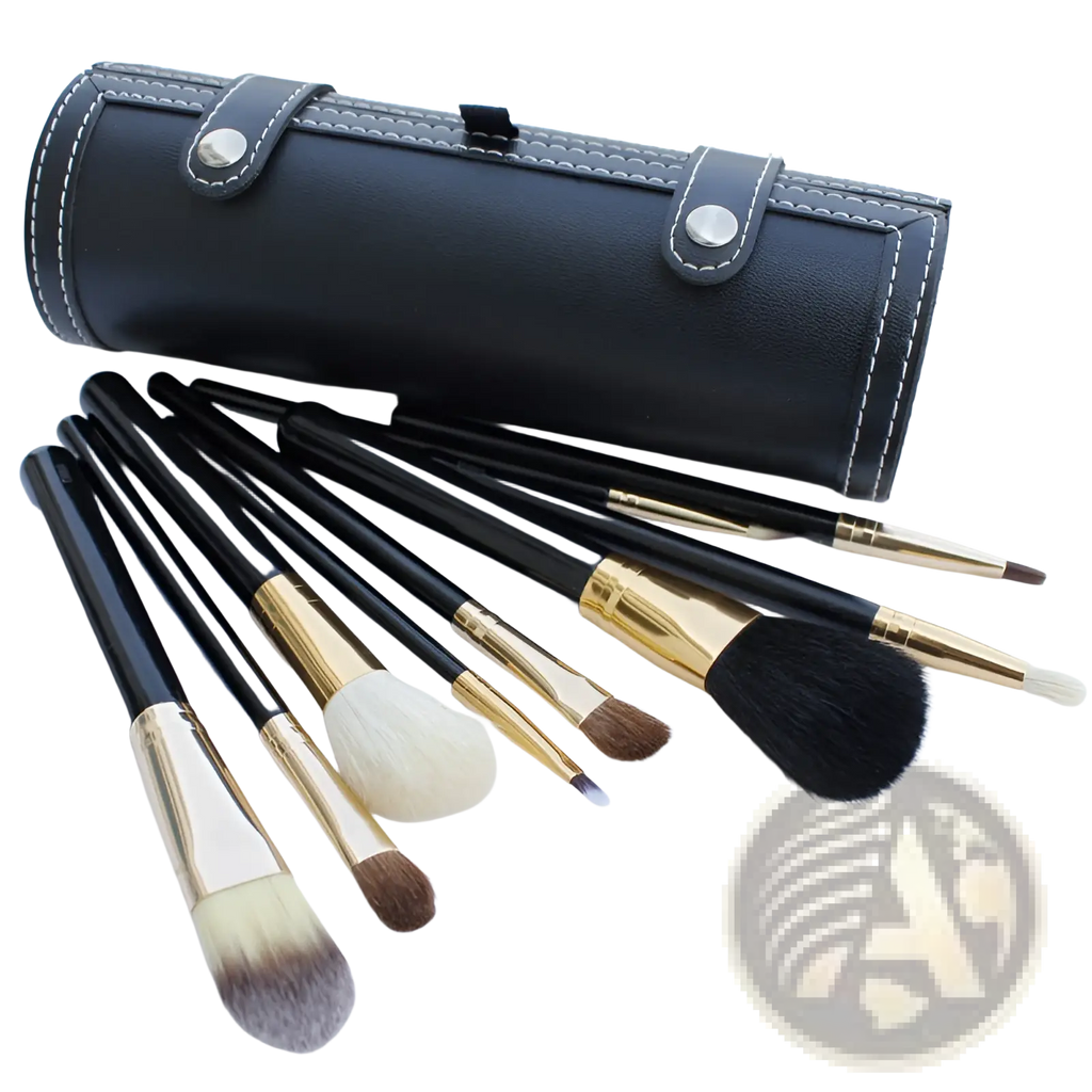 Makeup Brush Set 10 Piece Gold and Black with Case