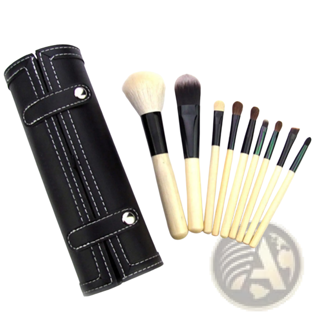 Makeup Brush Set 10 Piece Gold and Black with Case