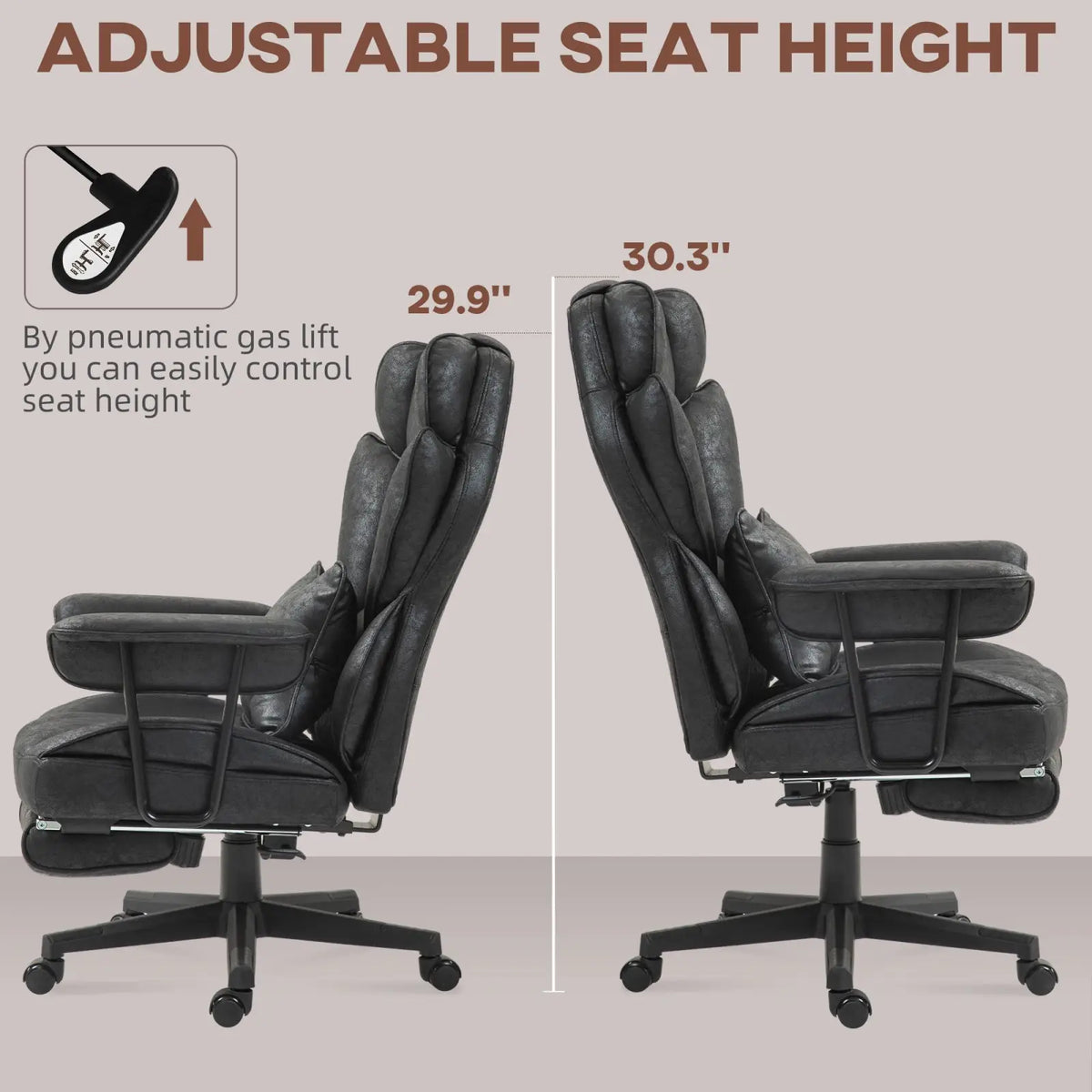 Massage Office Chair with Reclining Footrest 396lbs