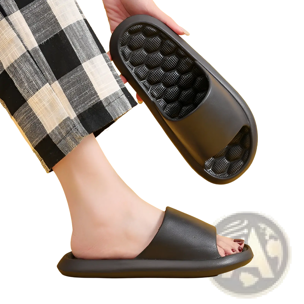 Massage Slippers Honeycomb Textured Rubber Slides