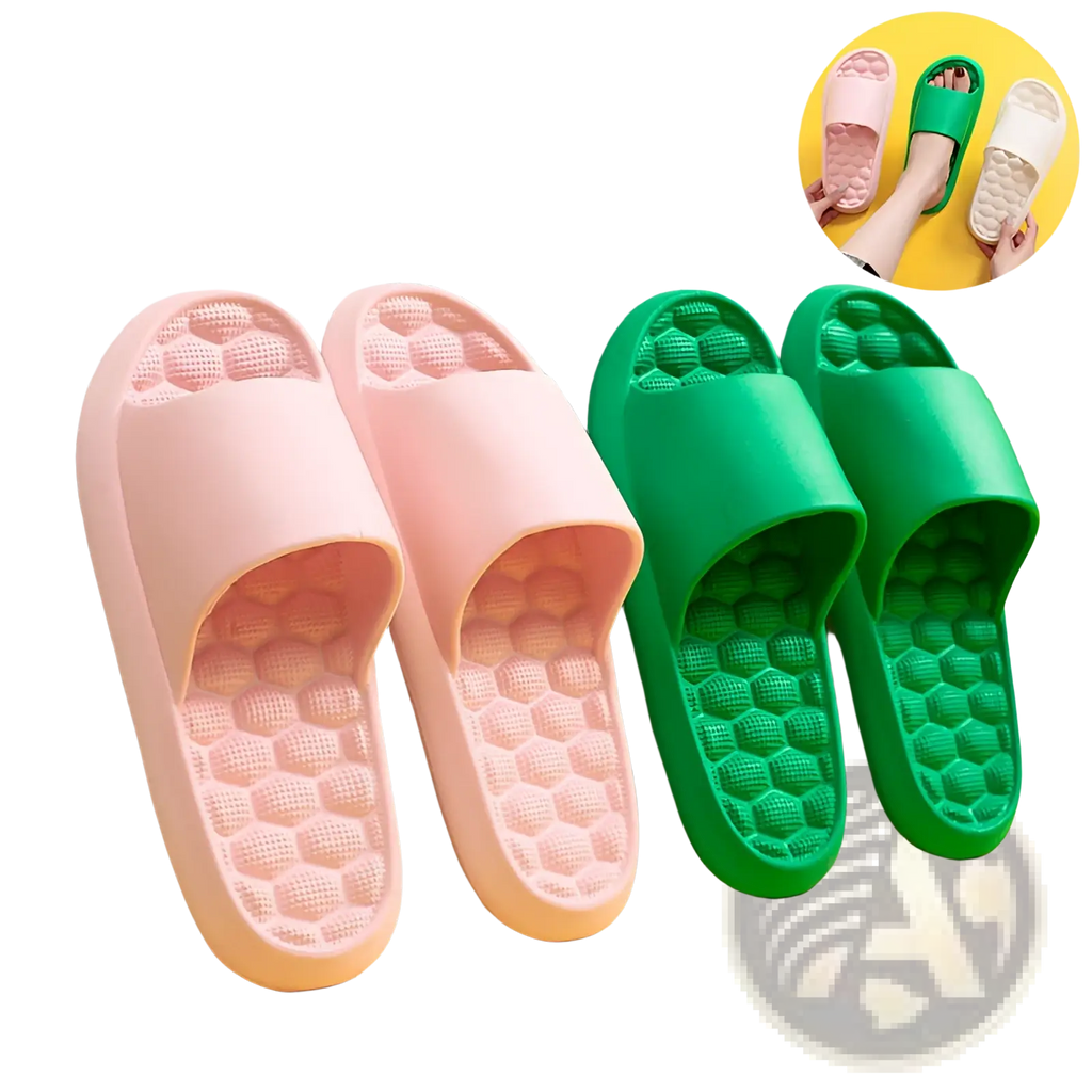 Massage Slippers Honeycomb Textured Rubber Slides