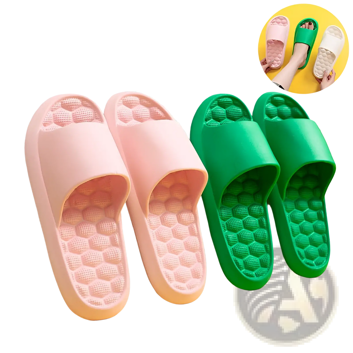 Massage Slippers Honeycomb Textured Rubber Slides