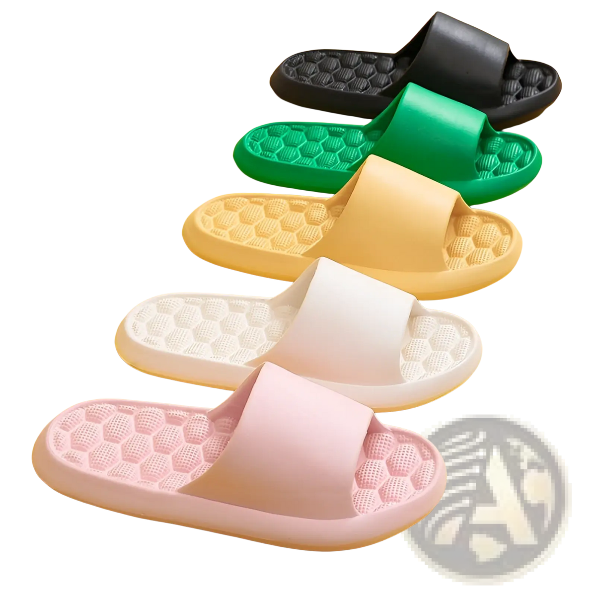 Massage Slippers Honeycomb Textured Rubber Slides
