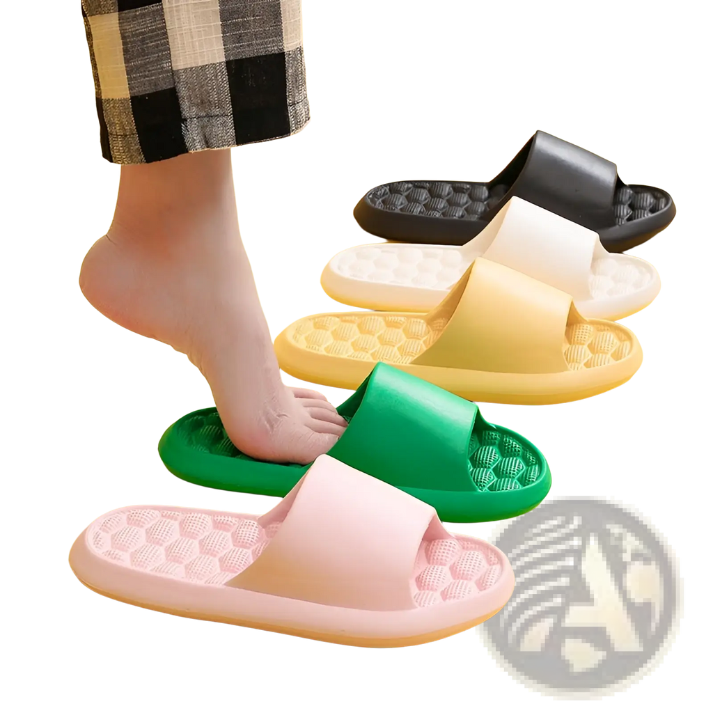 Massage Slippers Honeycomb Textured Rubber Slides