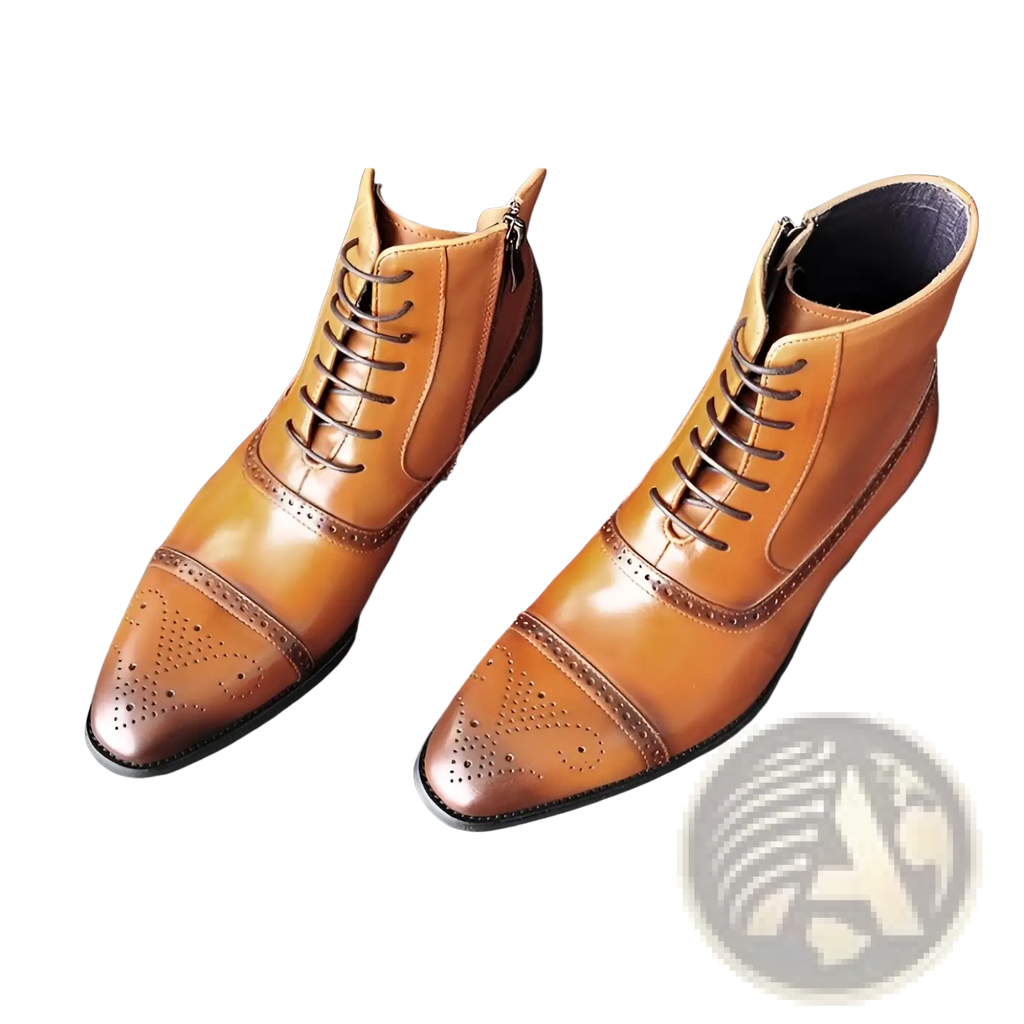 Men Winter Boots Leather Brogue Plush Warm Shoes