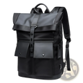 Men's 16 Inch Roll Top Laptop Backpack Black Nylon