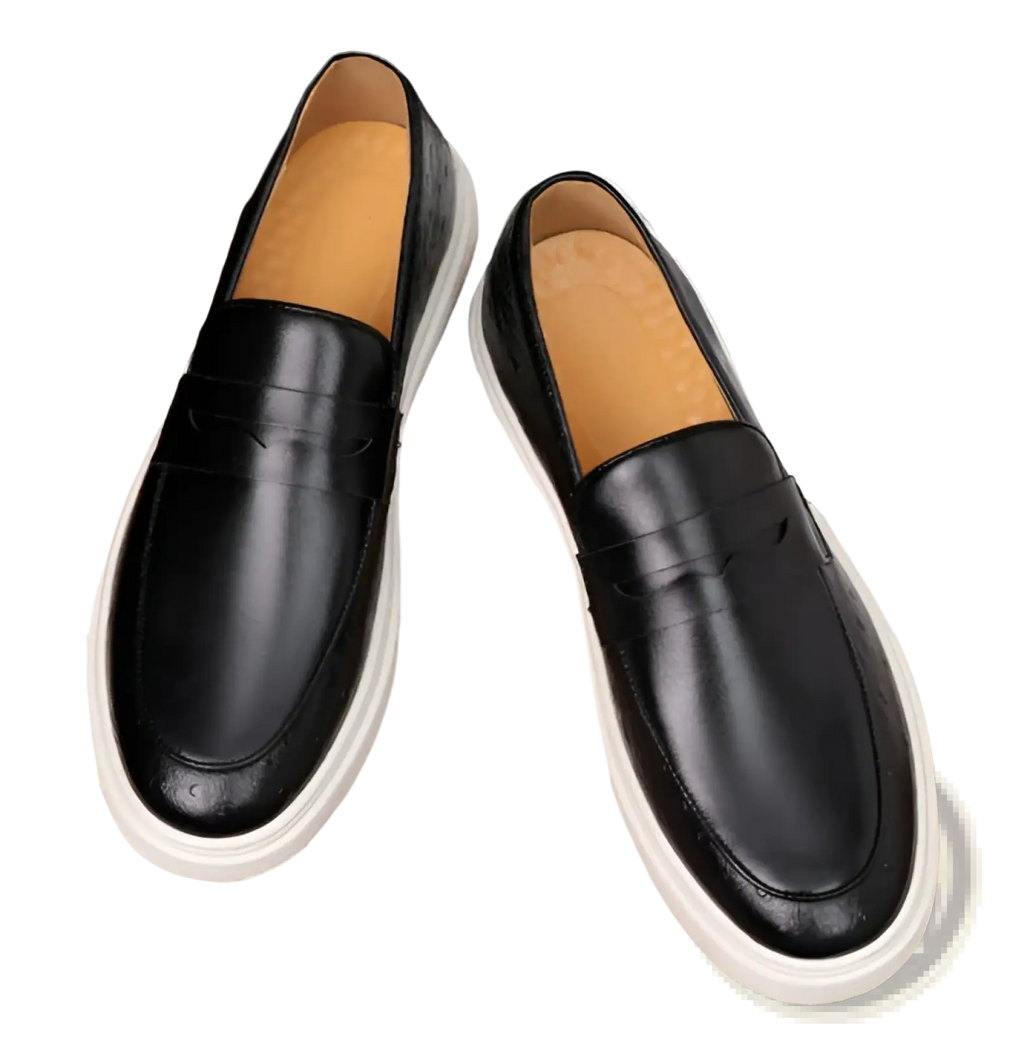 Men's British Style Embossed Leather Loafers