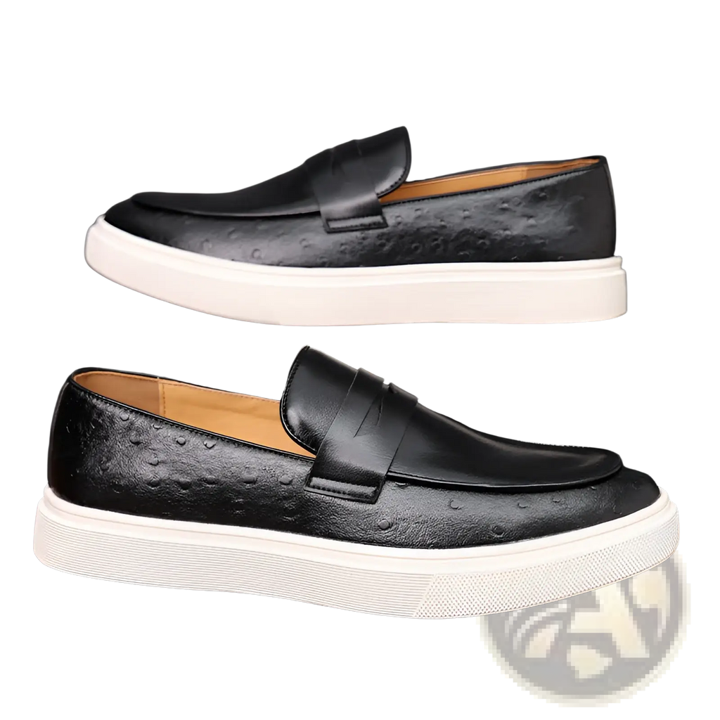 Men's British Style Embossed Leather Loafers