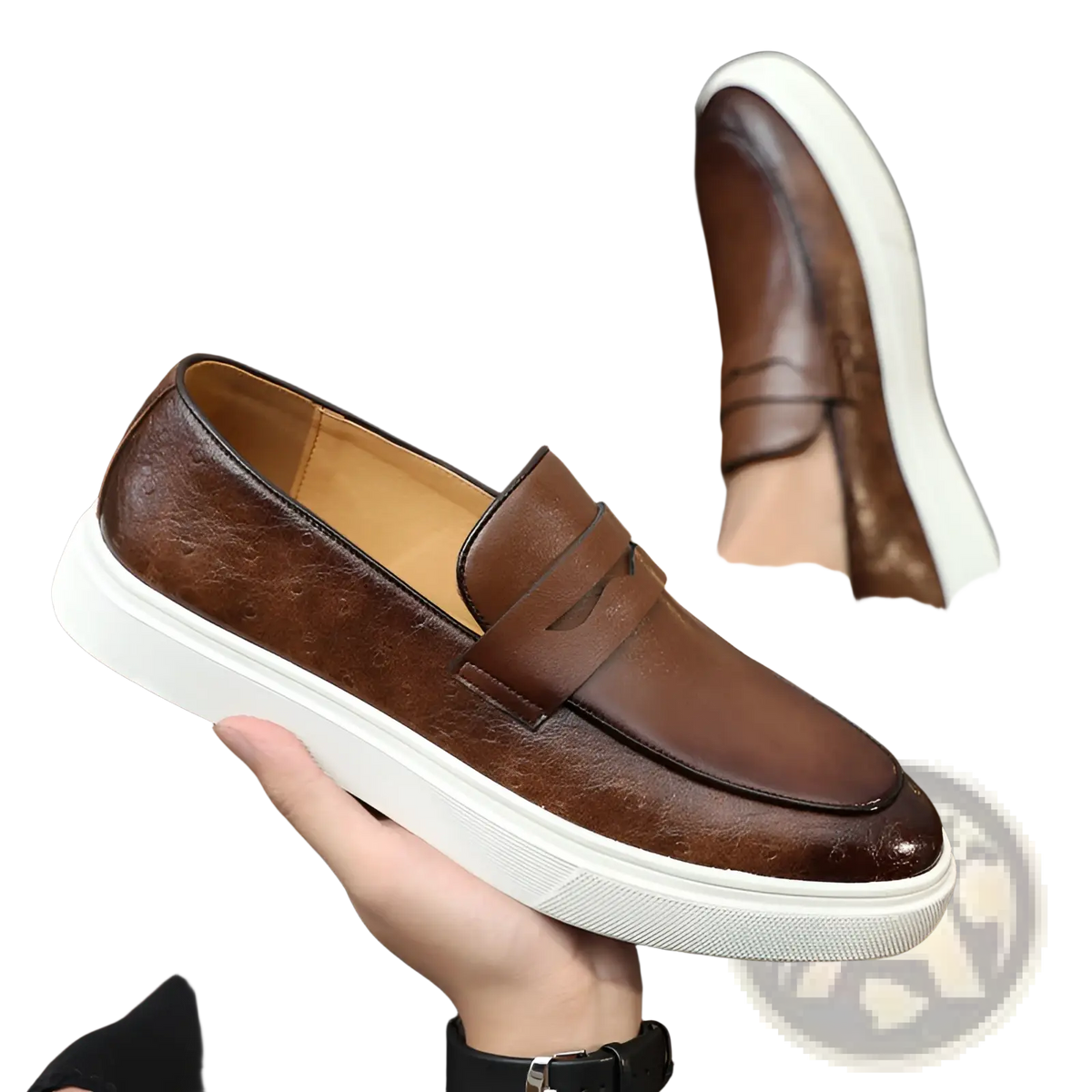 Men's British Style Embossed Leather Loafers