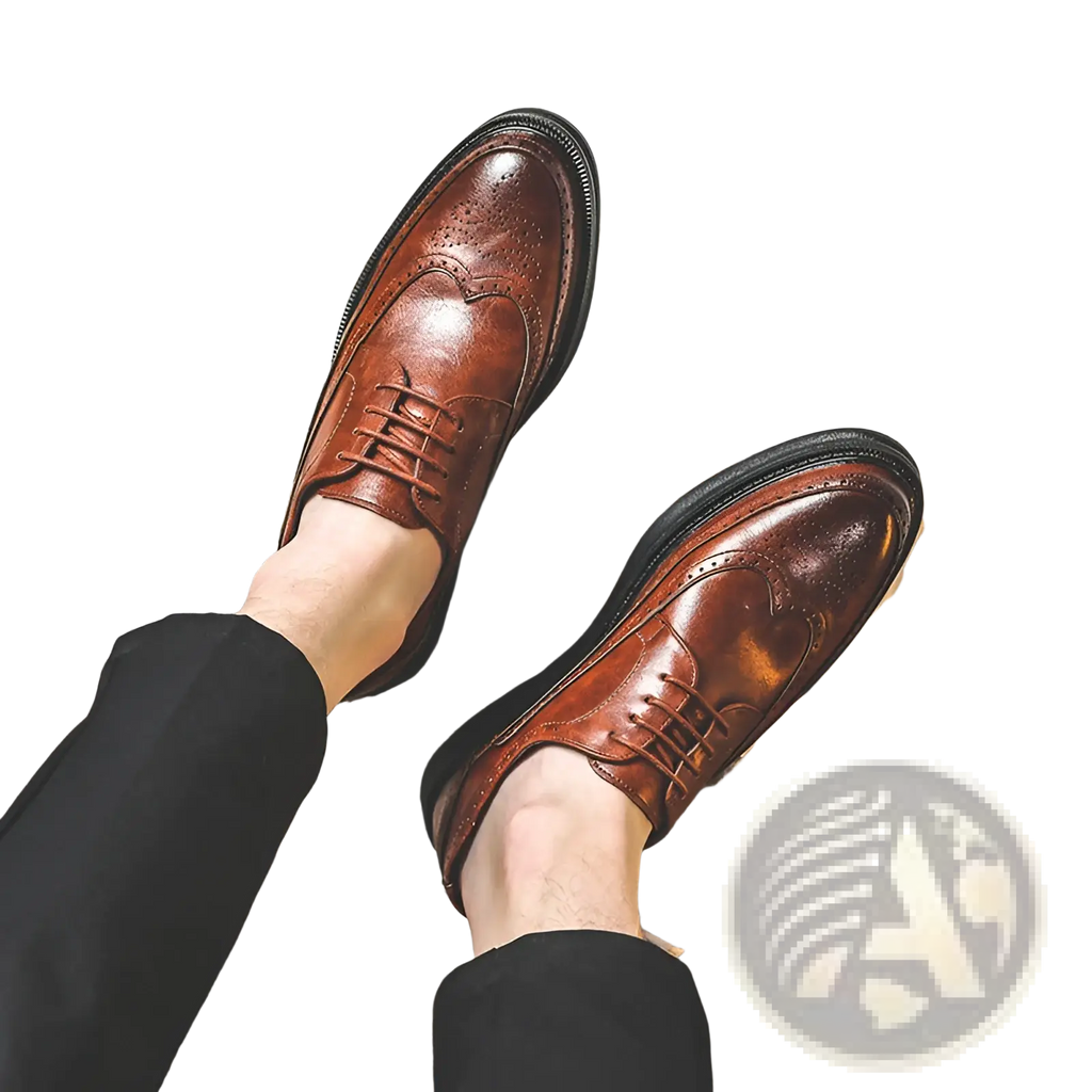 Men's Brogue Oxford Shoes Leather Business Casual Chunky Sole