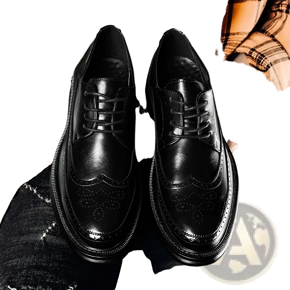 Men's Brogue Oxford Shoes Leather Business Casual Chunky Sole