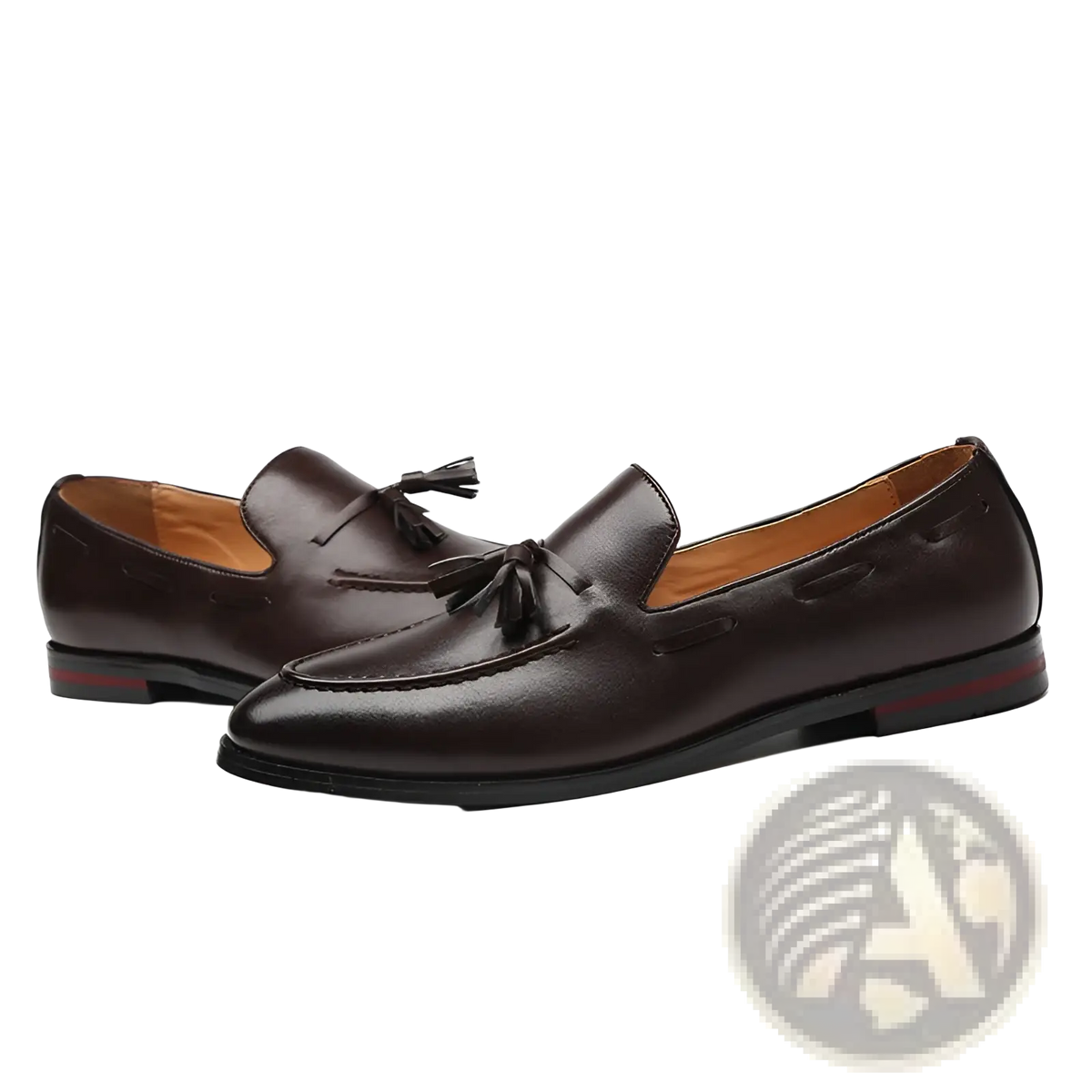 Men's Brown Leather Tassel Loafers Polished Shoes