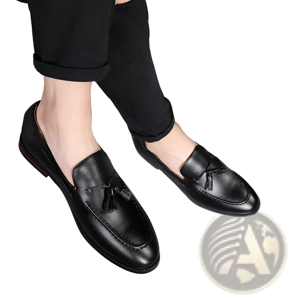 Men's Brown Leather Tassel Loafers Polished Shoes