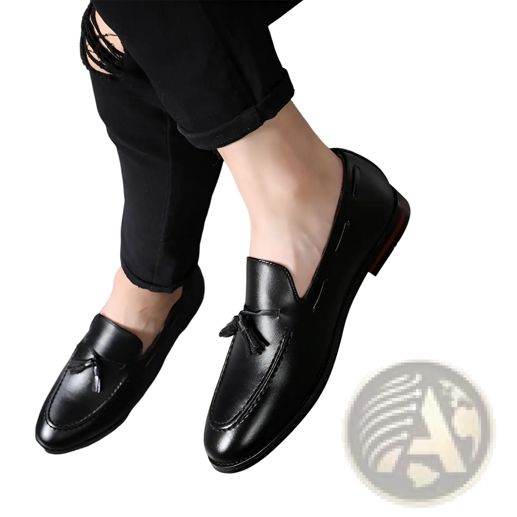 Men's Brown Leather Tassel Loafers Polished Shoes