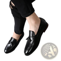 Men's Brown Leather Tassel Loafers Polished Shoes