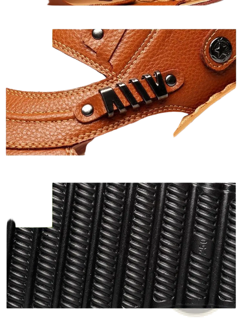 Men's Cowhide Leather Sandals with Buckle Accents