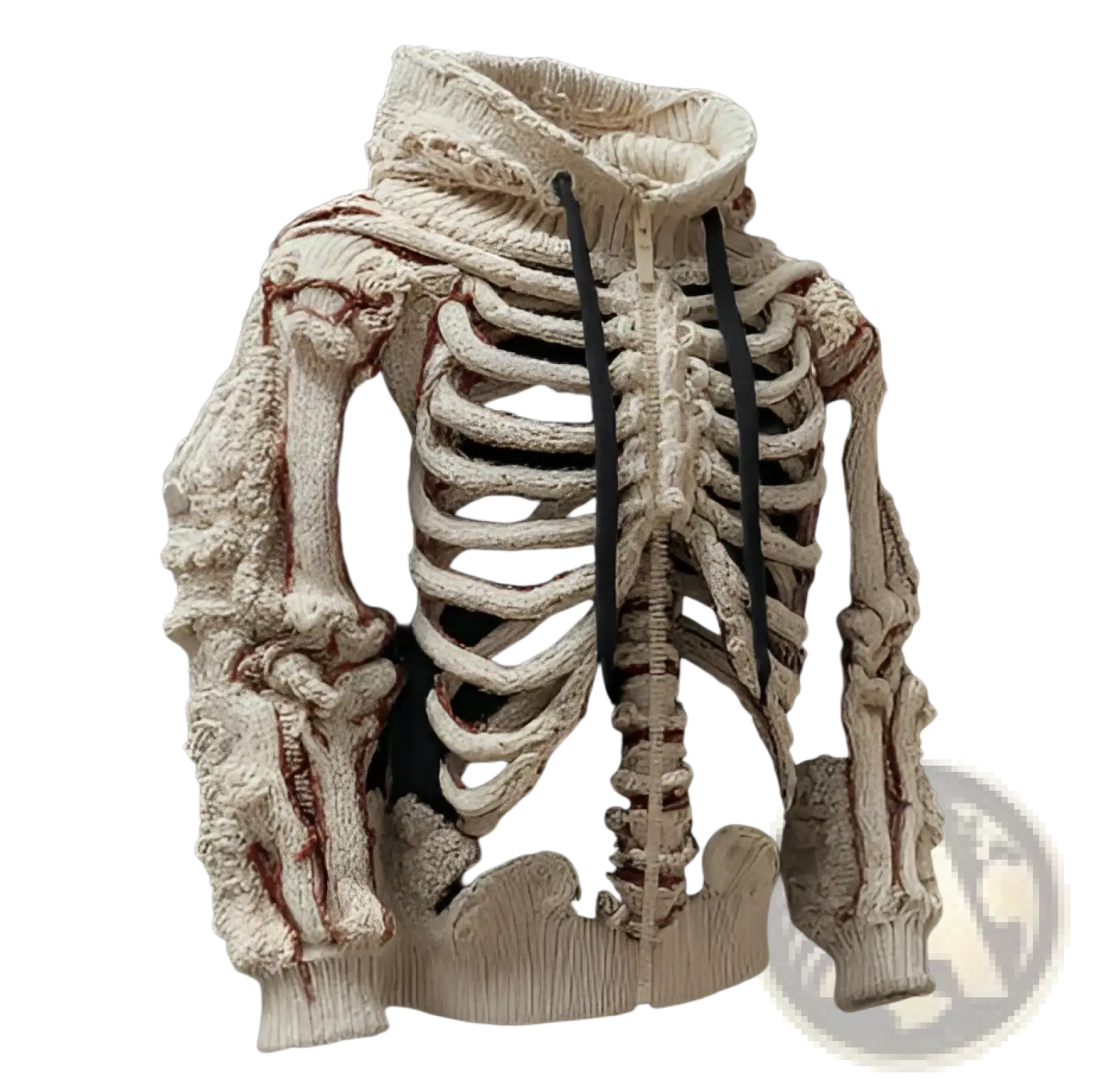 Men's Cream Skeletal Knit 3d Bone Pattern Hoodie