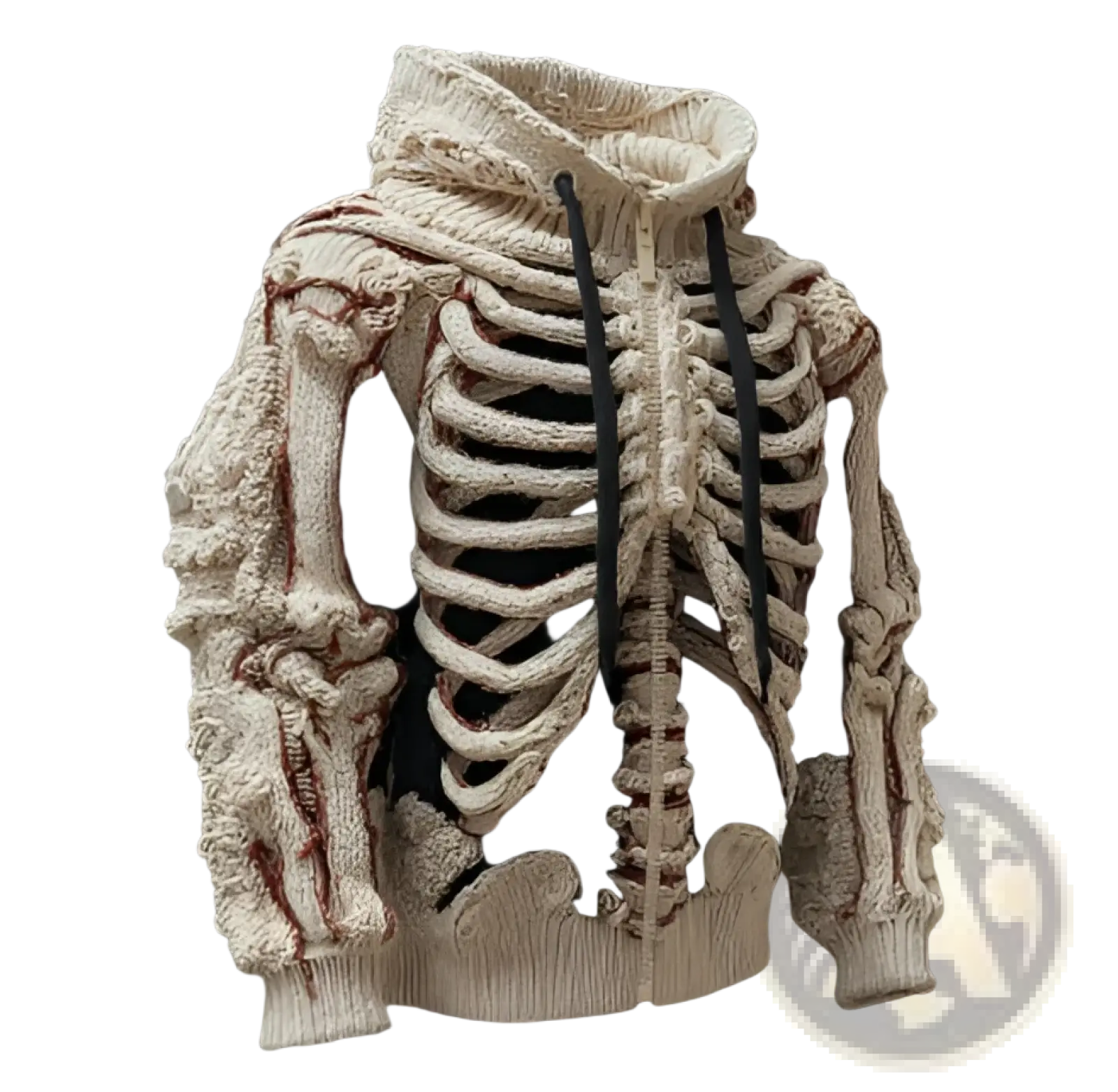 Men's Cream Skeletal Knit 3d Bone Pattern Hoodie