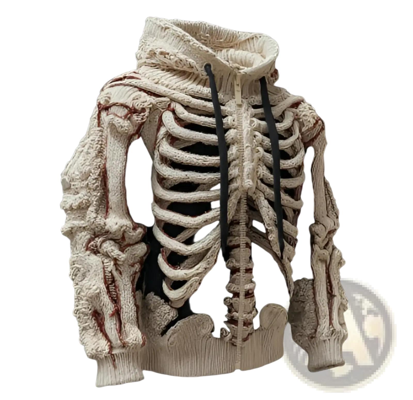 Men's Cream Skeletal Knit 3d Bone Pattern Hoodie