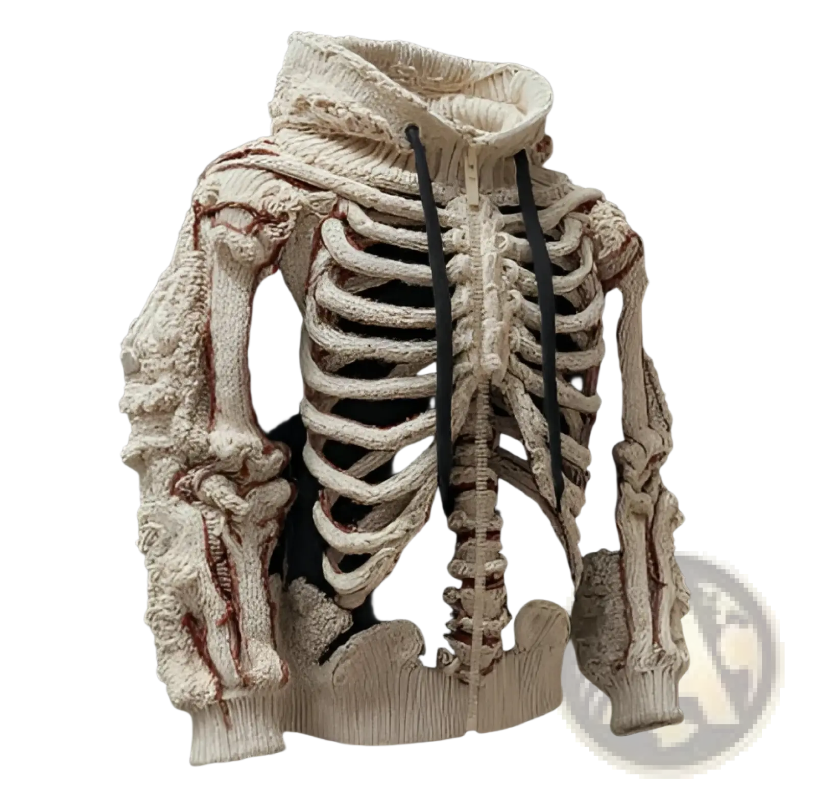 Men's Cream Skeletal Knit 3d Bone Pattern Hoodie