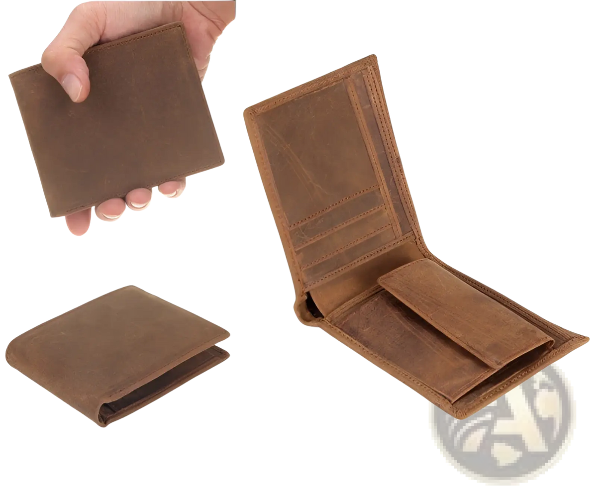 Men's First Layer Cowhide Leather Bifold Wallet