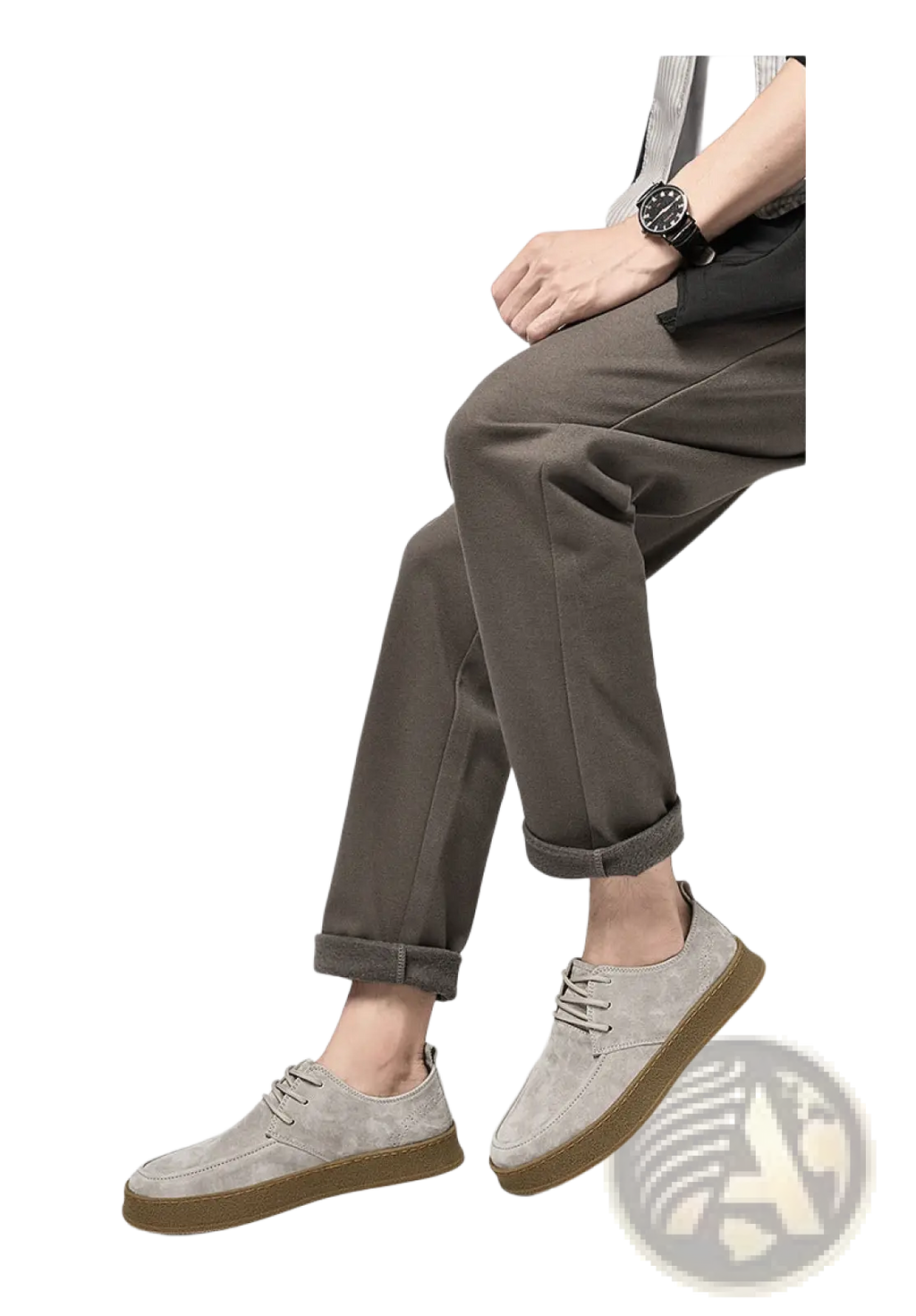 Men's Gray Suede Lace Up Casual Flat Shoes