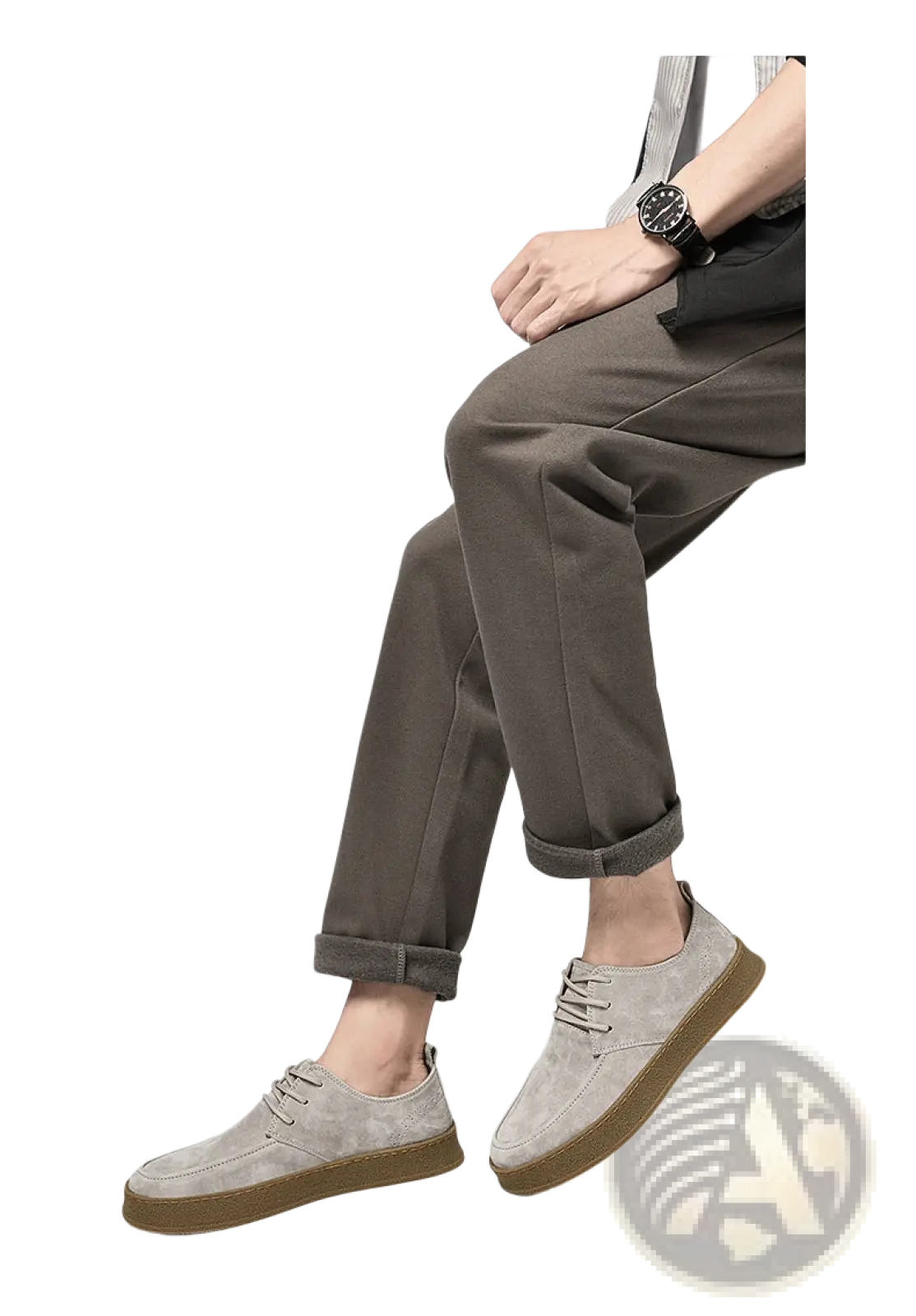 Men's Gray Suede Lace Up Casual Flat Shoes