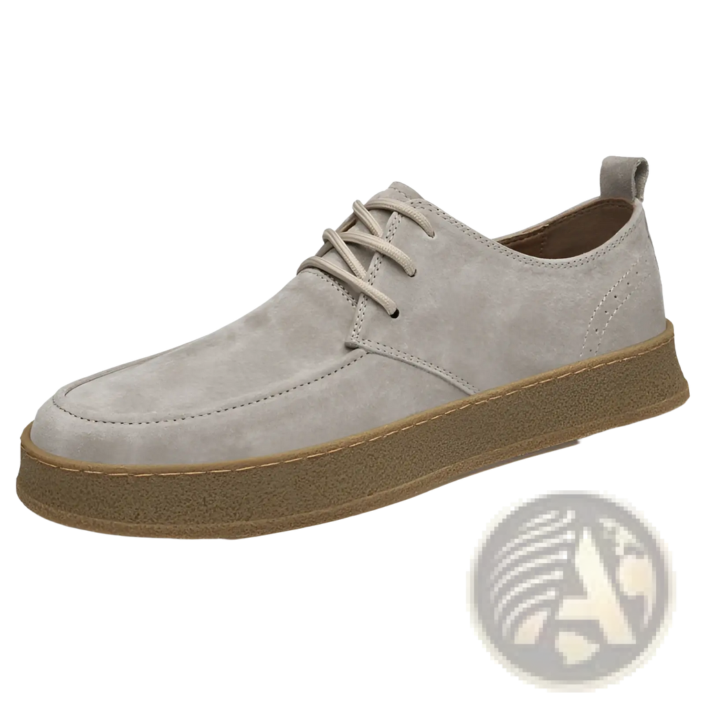 Men's Gray Suede Lace Up Casual Flat Shoes