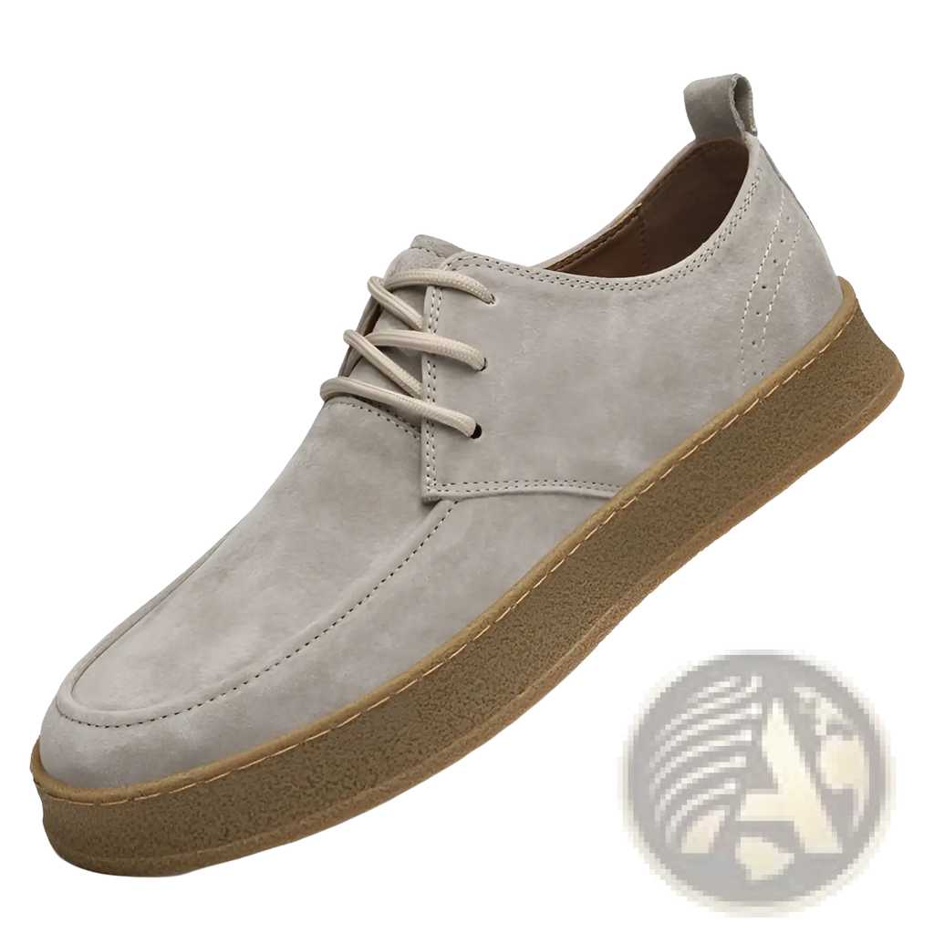 Men's Gray Suede Lace Up Casual Flat Shoes