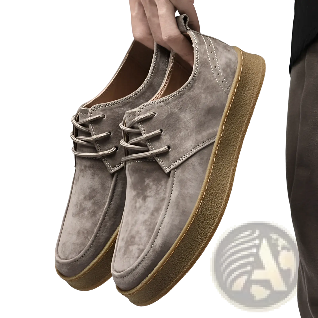 Men's Gray Suede Lace Up Casual Flat Shoes