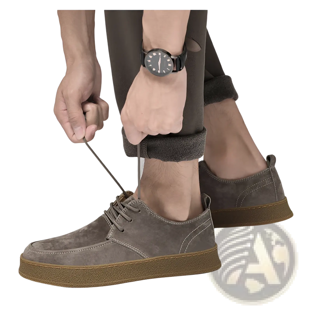 Men's Gray Suede Lace Up Casual Flat Shoes
